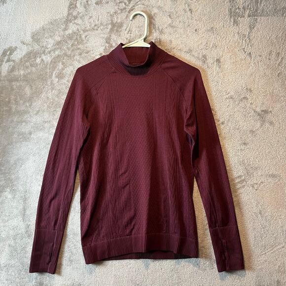 lululemon athletica Tops - Lululemon Rest Less Mock NeckTextured Turtleneck Dark Adobe Pullover Size 6